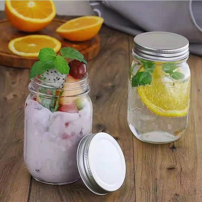 Manufacturers Wholesale Transparent glass Vegetable Salad Jam Sealed Jar Cold Drink bottle Mason Jar Sealed Jar