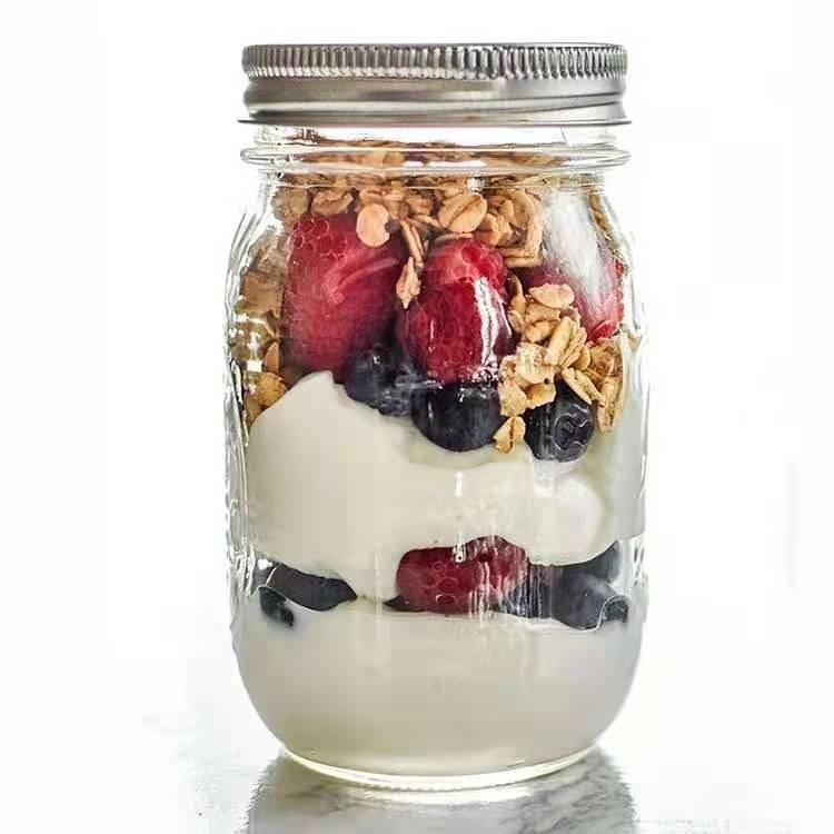 Manufacturers Wholesale Transparent glass Vegetable Salad Jam Sealed Jar Cold Drink bottle Mason Jar Sealed Jar