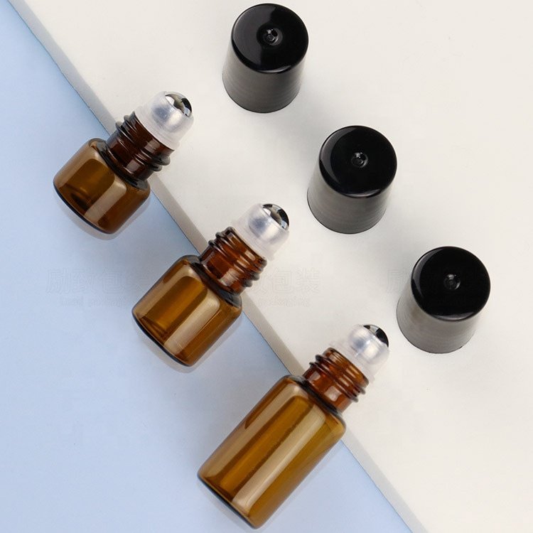 3ml 5ml 10ml brown glass test tube perfume essential oil roll on glass bottle with roller ball perfume test glass bottle for oil