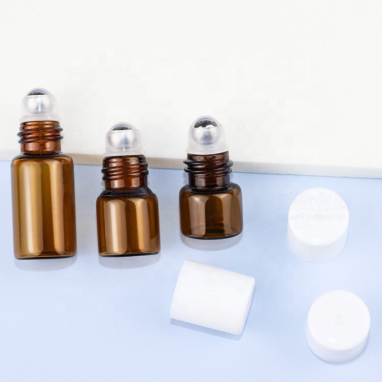 3ml 5ml 10ml brown glass test tube perfume essential oil roll on glass bottle with roller ball perfume test glass bottle for oil