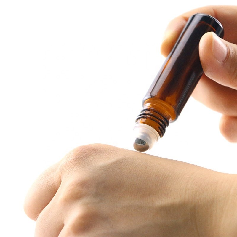 3ml 5ml 10ml brown glass test tube perfume essential oil roll on glass bottle with roller ball perfume test glass bottle for oil