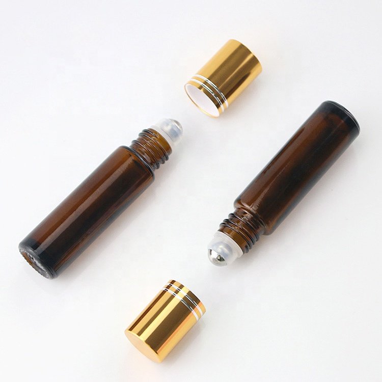 3ml 5ml 10ml brown glass test tube perfume essential oil roll on glass bottle with roller ball perfume test glass bottle for oil