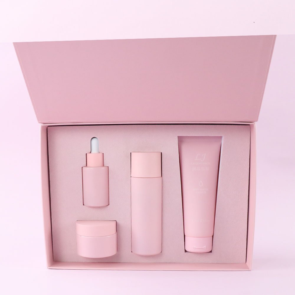 Custom Logo Pink Corrugated Cardboard Paper Packaging Box Postal Shipping Box for skincare glass bottle set