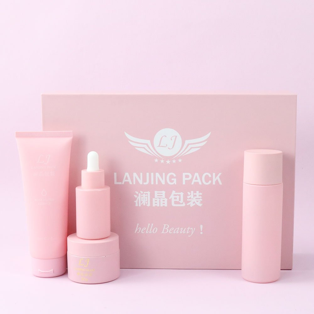 Custom Logo Pink Corrugated Cardboard Paper Packaging Box Postal Shipping Box for skincare glass bottle set