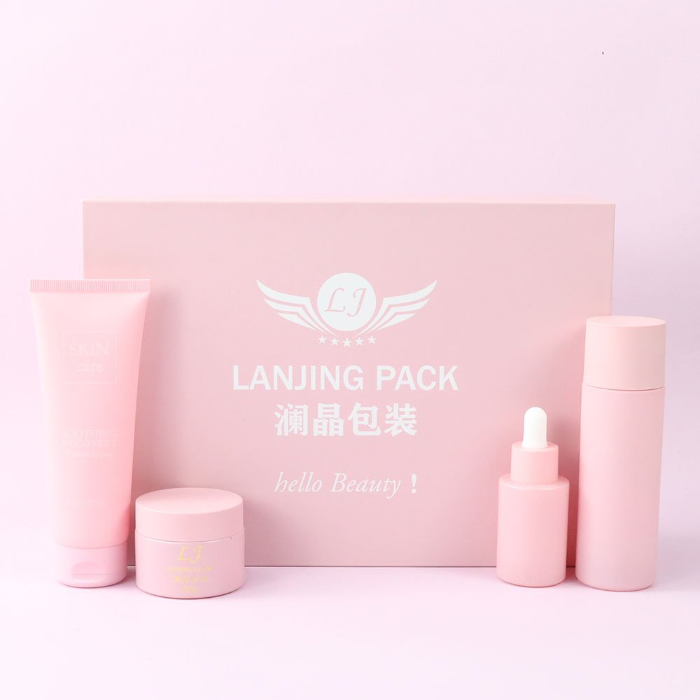 Custom Logo Pink Corrugated Cardboard Paper Packaging Box Postal Shipping Box for skincare glass bottle set