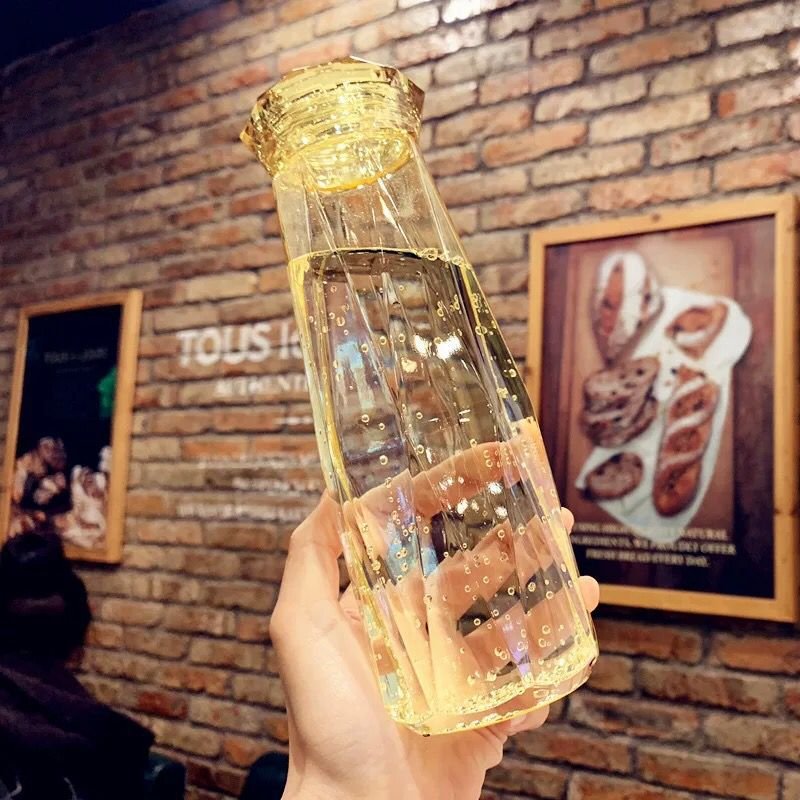 Crystal Infused Gem Water Bottle Wellness 500ml Glass water bottle wholesale Coloured stone glass water bottle
