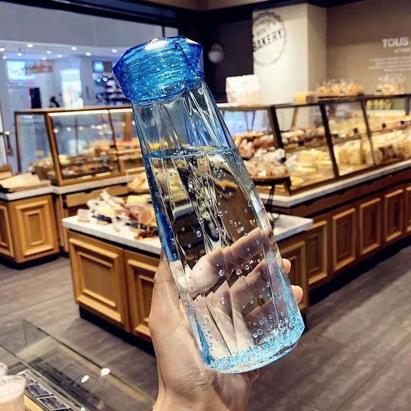 Crystal Infused Gem Water Bottle Wellness 500ml Glass water bottle wholesale Coloured stone glass water bottle