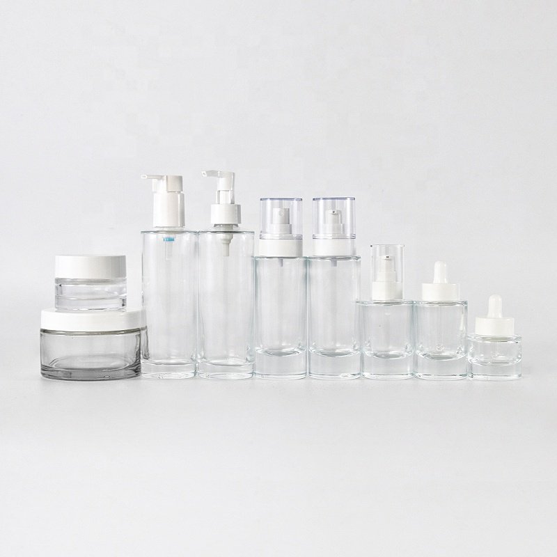 Flat shoulder 15ml Skin care dropper glass bottle 30ml Straight round essence thick bottom cosmetic bottle