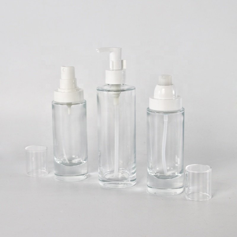 Flat shoulder 15ml Skin care dropper glass bottle 30ml Straight round essence thick bottom cosmetic bottle