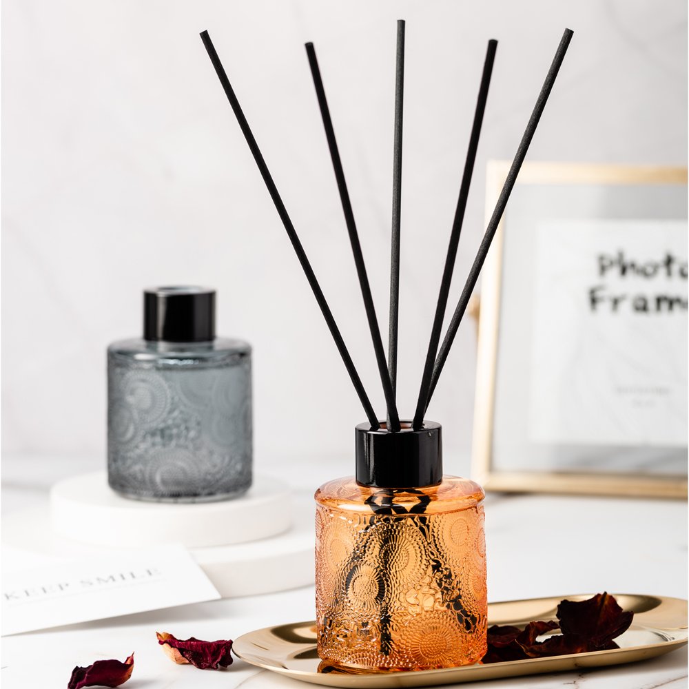 Home Aroma Reed Diffuser Glass Bottle 100ml Room Diffuser Premium Embossed Jar Reed Diffuser