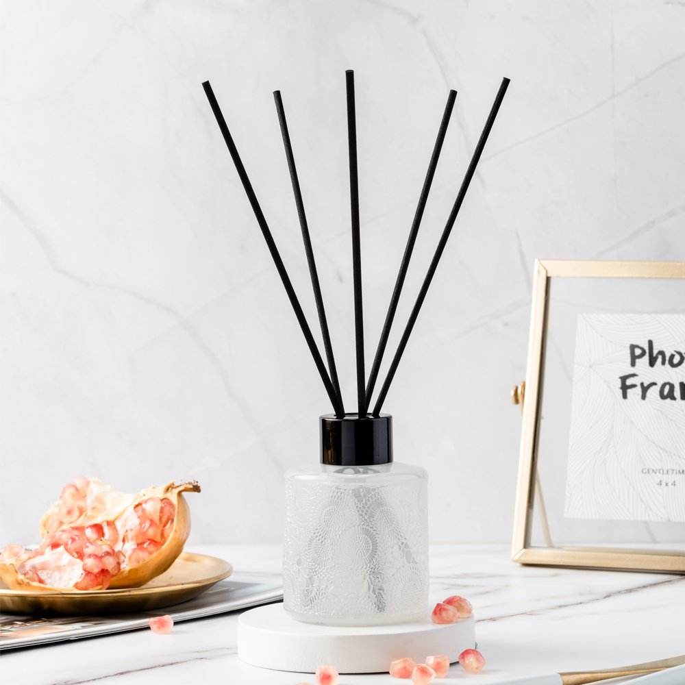 Home Aroma Reed Diffuser Glass Bottle 100ml Room Diffuser Premium Embossed Jar Reed Diffuser