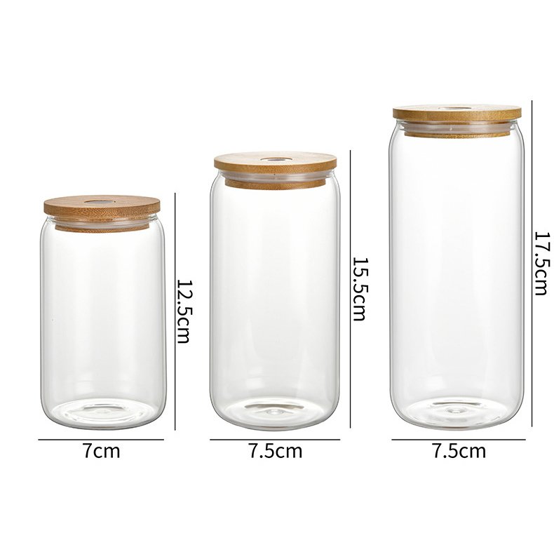 libbey glass cup beer can clear blank with bamboo Lid and Straw 12oz 16oz 20oz no MOQ