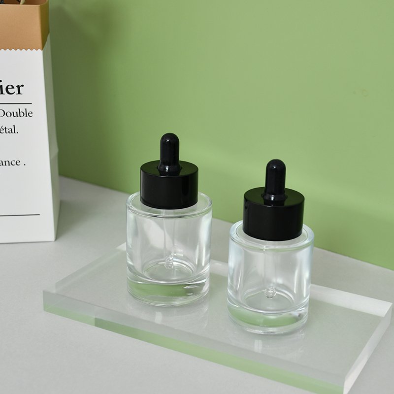 Thick bottom 50ml 1oz 30ml luxury cosmetic packaging hair oil serum bottle dropper glass bottle with box