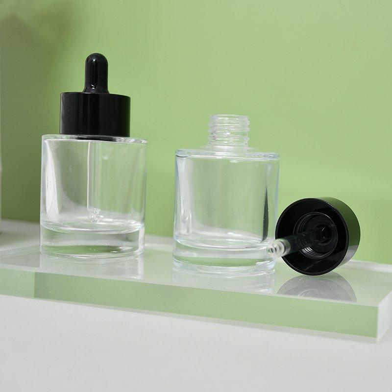Thick bottom 50ml 1oz 30ml luxury cosmetic packaging hair oil serum bottle dropper glass bottle with box