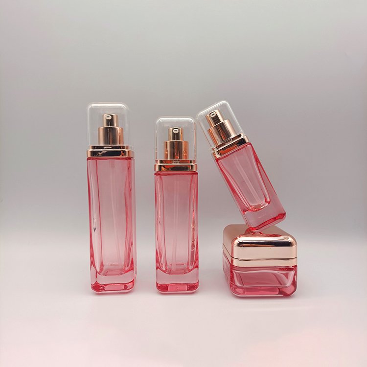 OEM ODM custom color logo glass lotion pump square lotion glass bottle