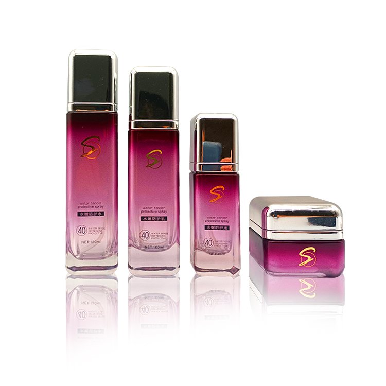 OEM ODM custom color logo glass lotion pump square lotion glass bottle