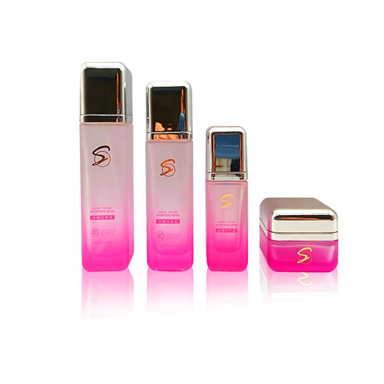 OEM ODM custom color logo glass lotion pump square lotion glass bottle