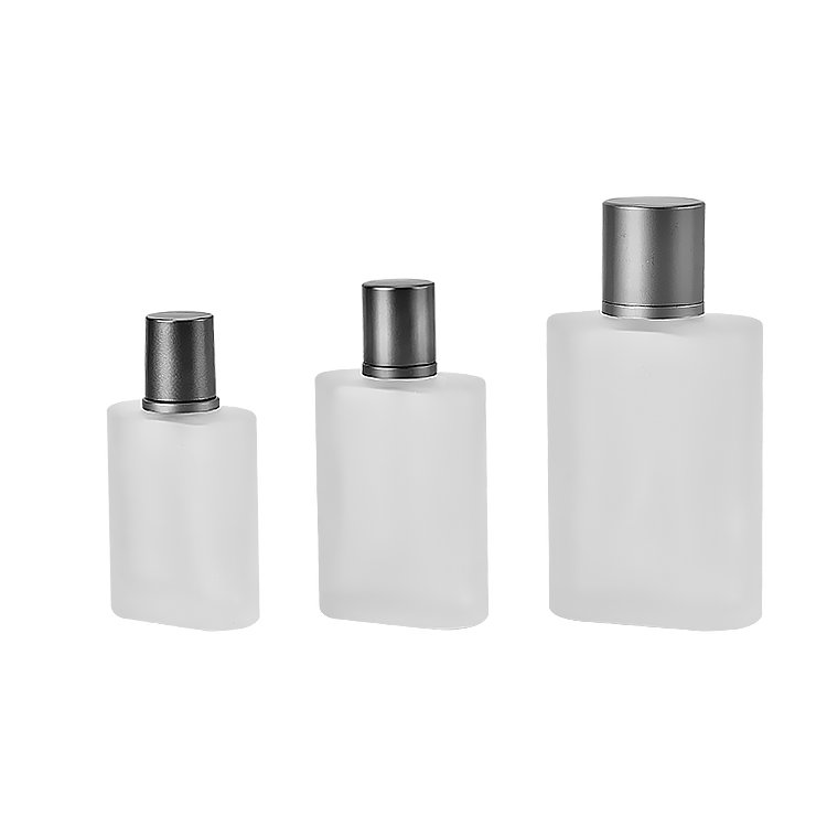 Hot Selling 30/50/100ml Empty Matte Frosted Square Perfume Spray Pump Glass Bottle With Silver Cap