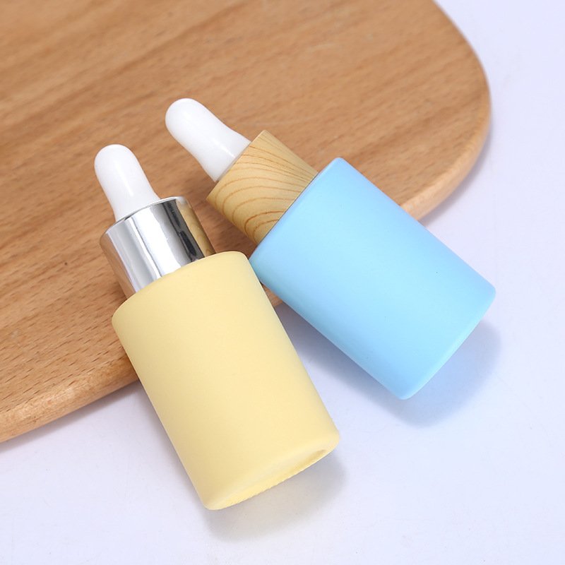 Dropper Glass Bottle Cosmetic Oil Dropper Containers Skin Care Packaging Set Round Shape Ready to Ship 30ml 1oz Pink Blue Yellow