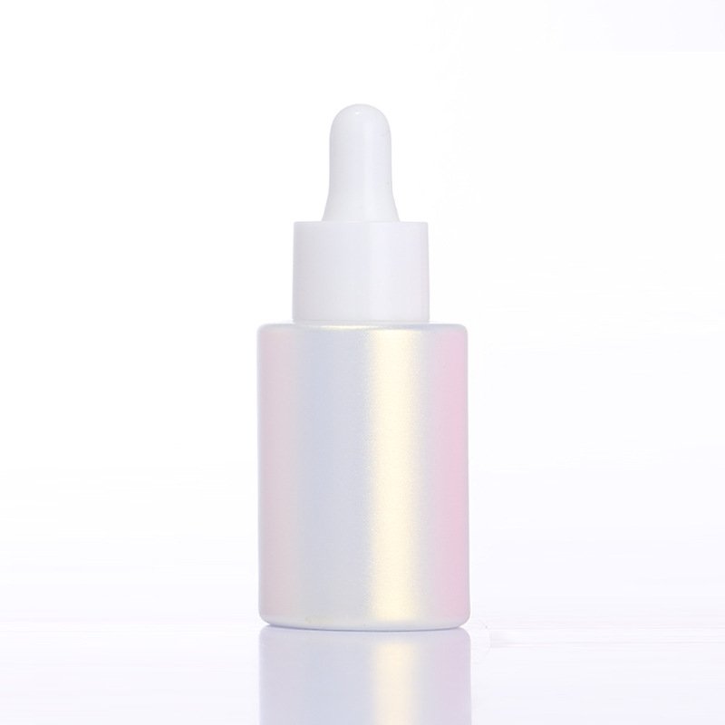 Dropper Glass Bottle Cosmetic Oil Dropper Containers Skin Care Packaging Set Round Shape Ready to Ship 30ml 1oz Pink Blue Yellow