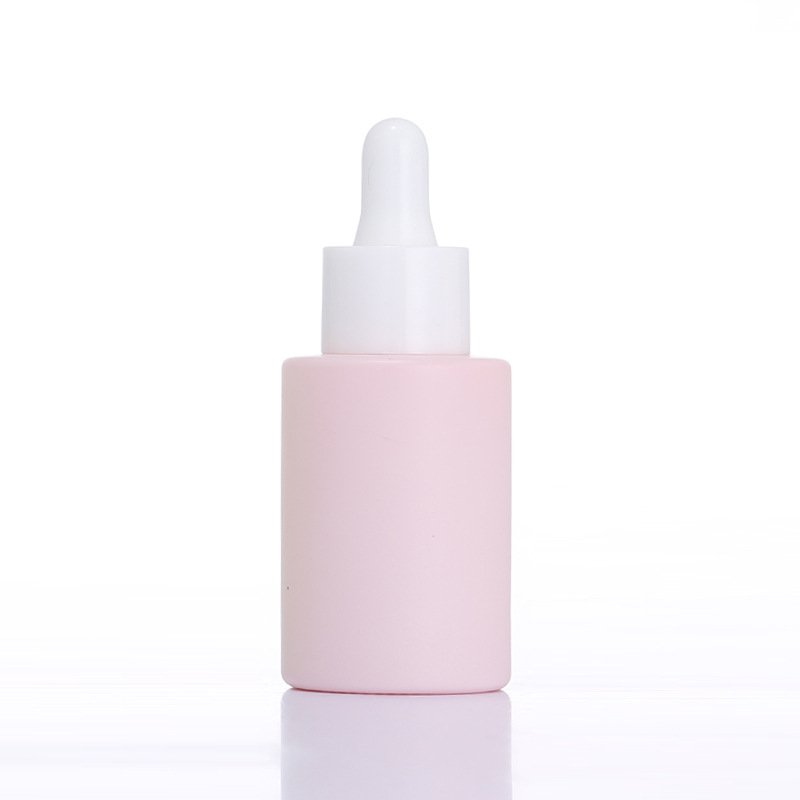 Dropper Glass Bottle Cosmetic Oil Dropper Containers Skin Care Packaging Set Round Shape Ready to Ship 30ml 1oz Pink Blue Yellow