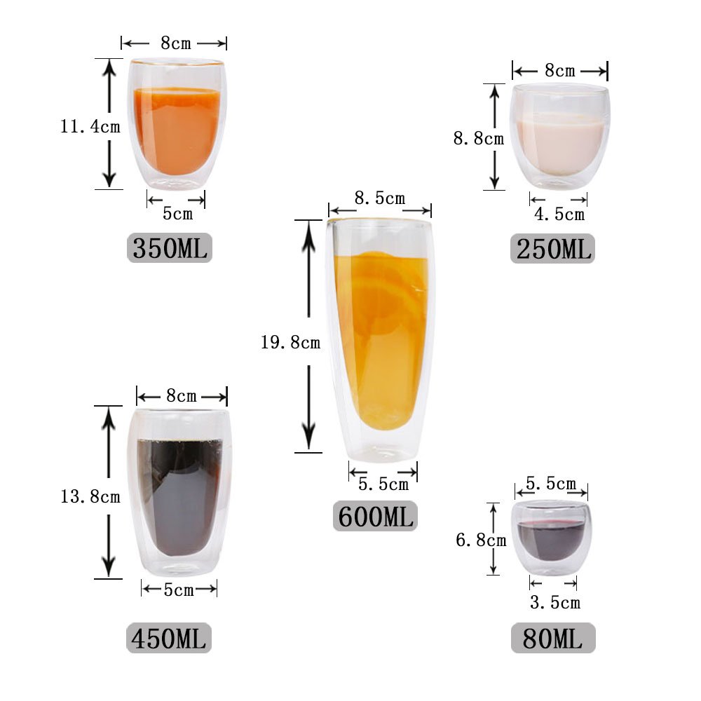 Handmade Glassware Tea Juice Water Drink Double Wall glass Reusable Coffee Cup