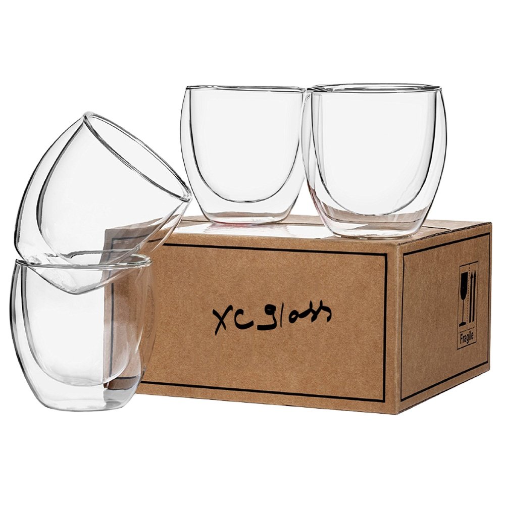 Handmade Glassware Tea Juice Water Drink Double Wall glass Reusable Coffee Cup