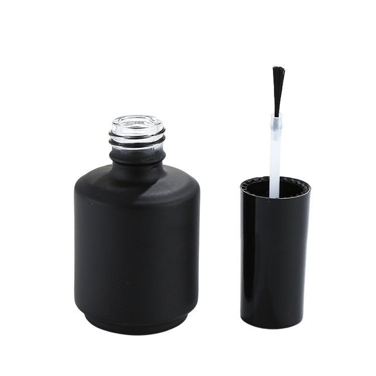 Free sample 5ml 7ml 9ml 10ml 11ml 13ml 14ml 17ml frosted matte black empty glass uv gel nail polish bottle with brush