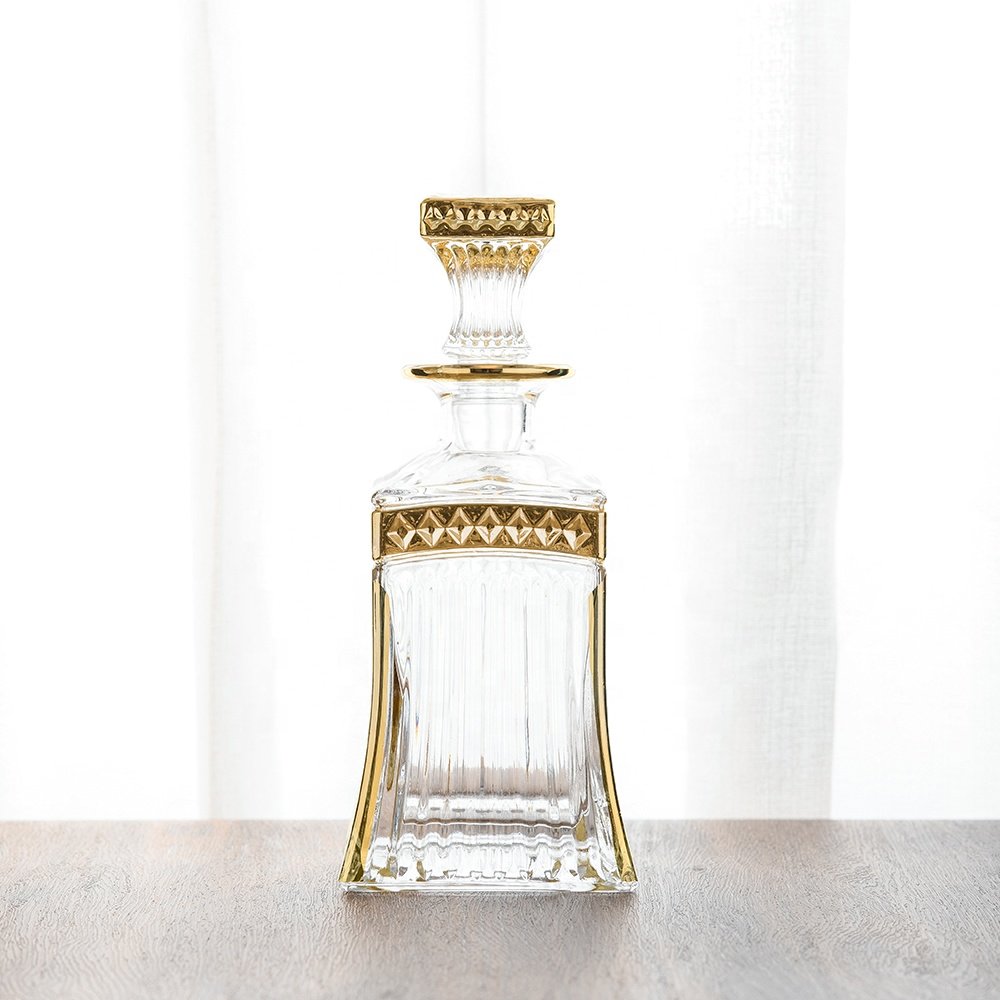 Custom Electroplated 500ml Whiskey Decanter Glass Bottle For Whisky
