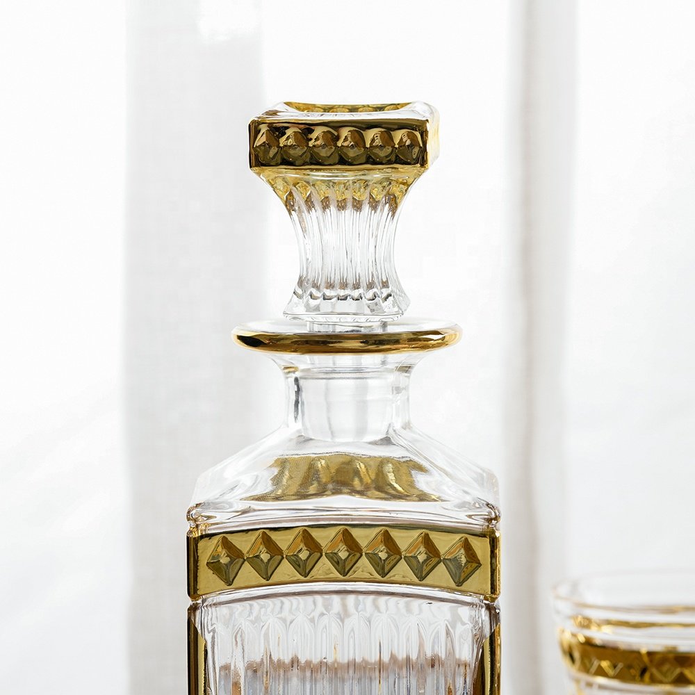 Custom Electroplated 500ml Whiskey Decanter Glass Bottle For Whisky