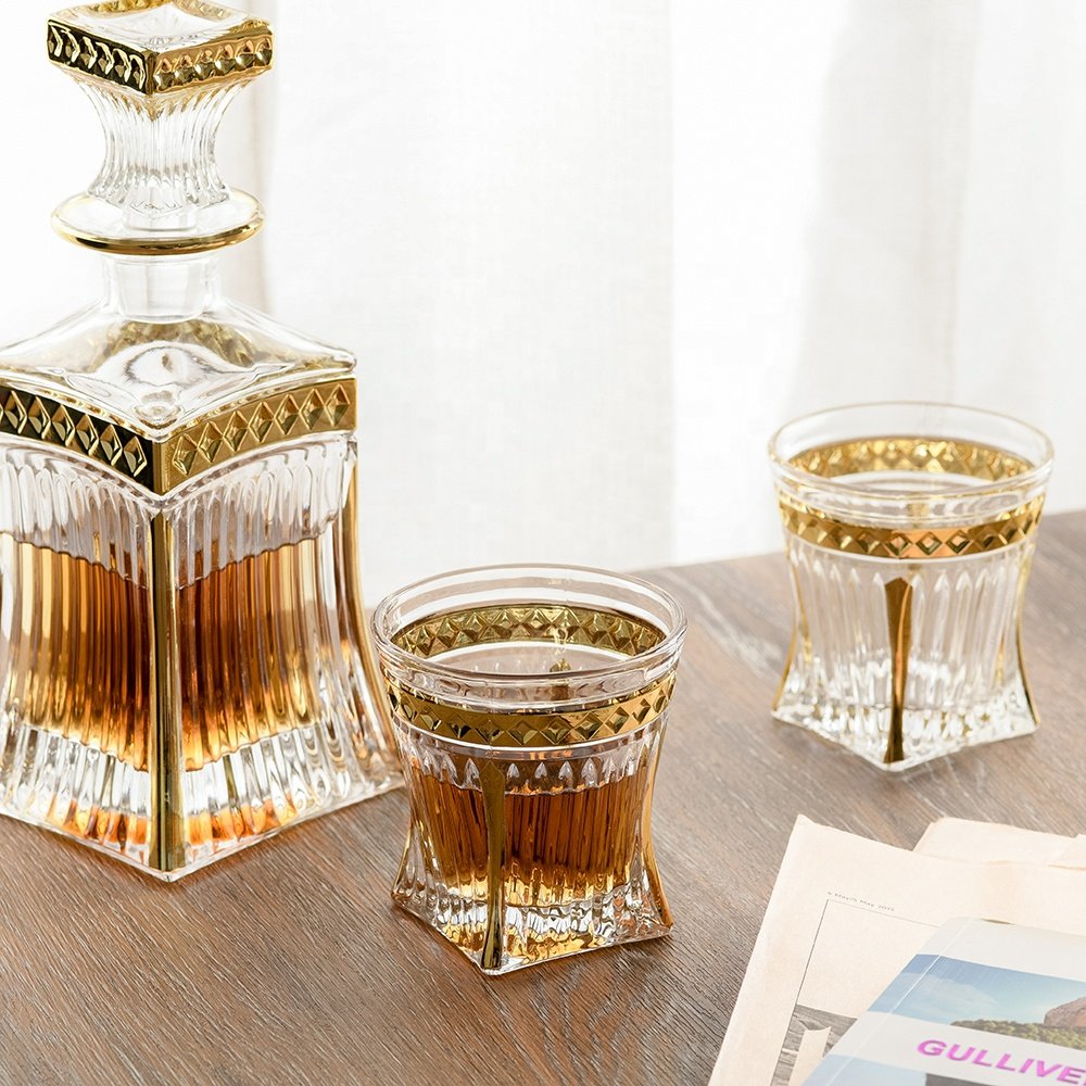 Custom Electroplated 500ml Whiskey Decanter Glass Bottle For Whisky