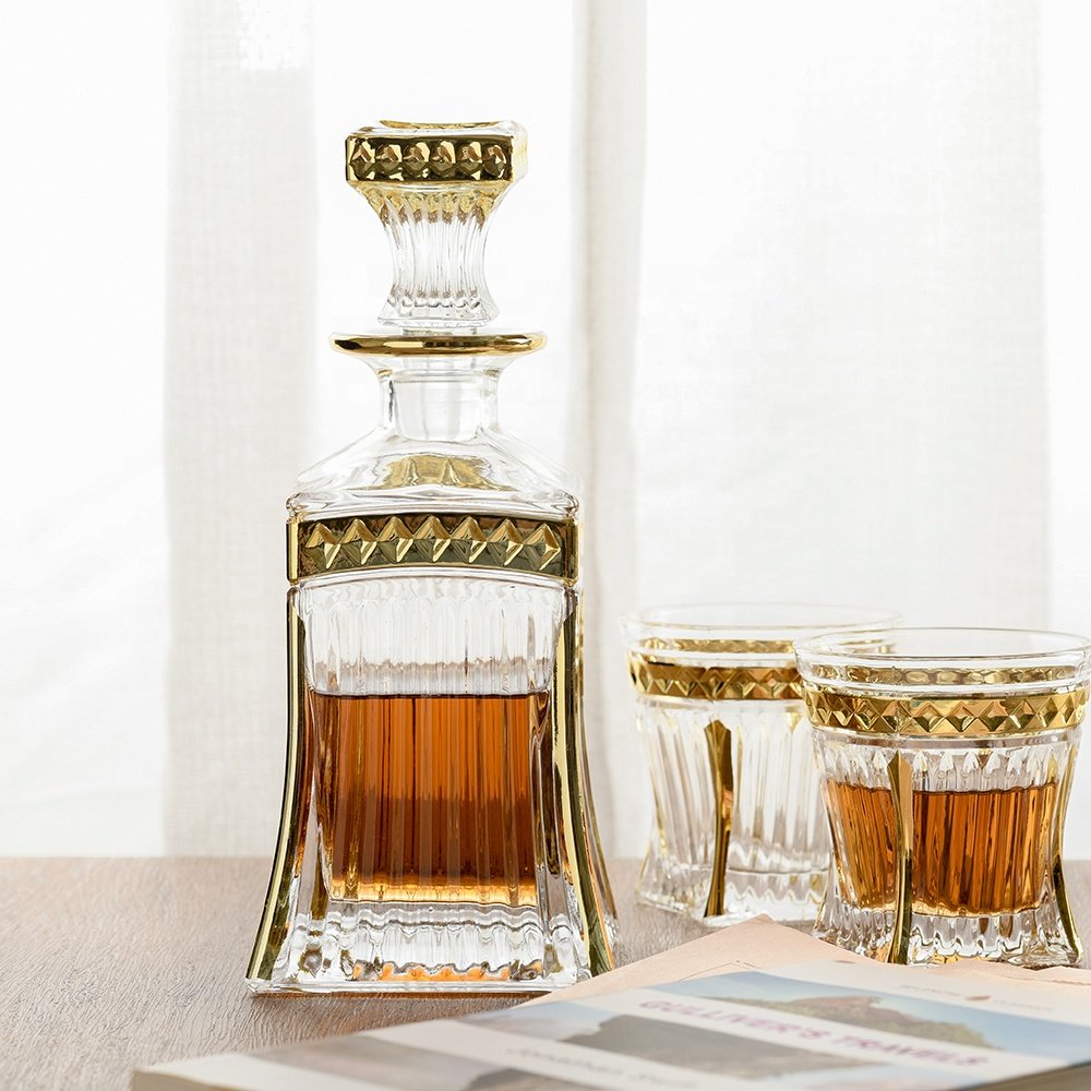 Custom Electroplated 500ml Whiskey Decanter Glass Bottle For Whisky