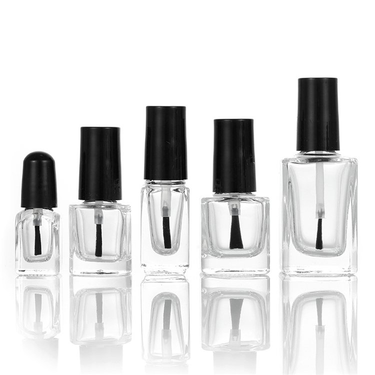 IBELONG Wholesale Clear Transparent Round Square 5ml 10ml Empty Nail Polish Glass Bottle With Brush Supplier