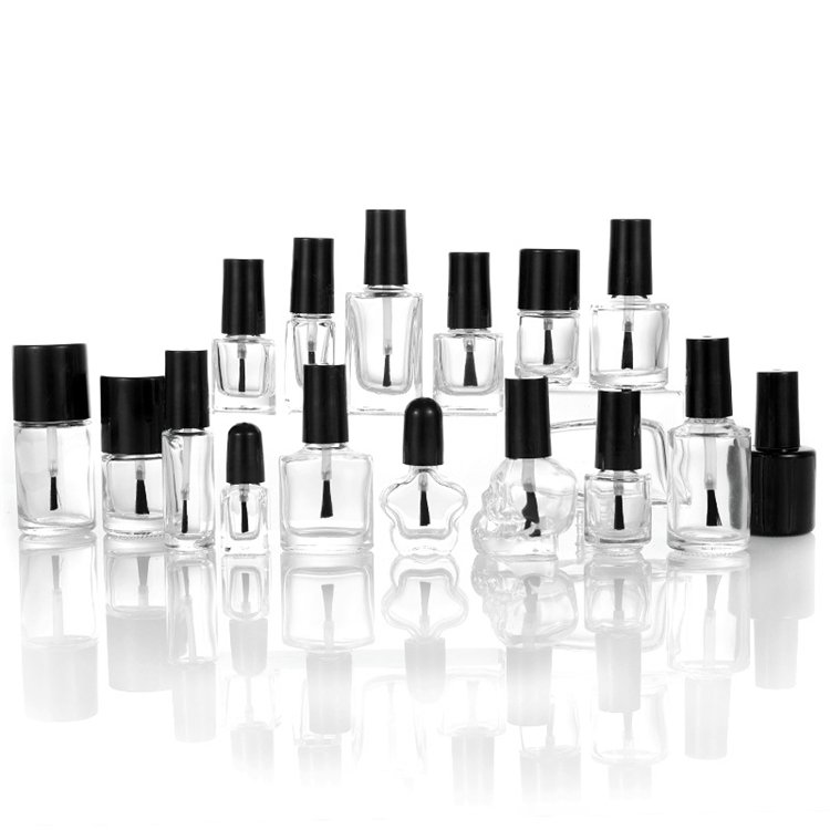 IBELONG Wholesale Clear Transparent Round Square 5ml 10ml Empty Nail Polish Glass Bottle With Brush Supplier