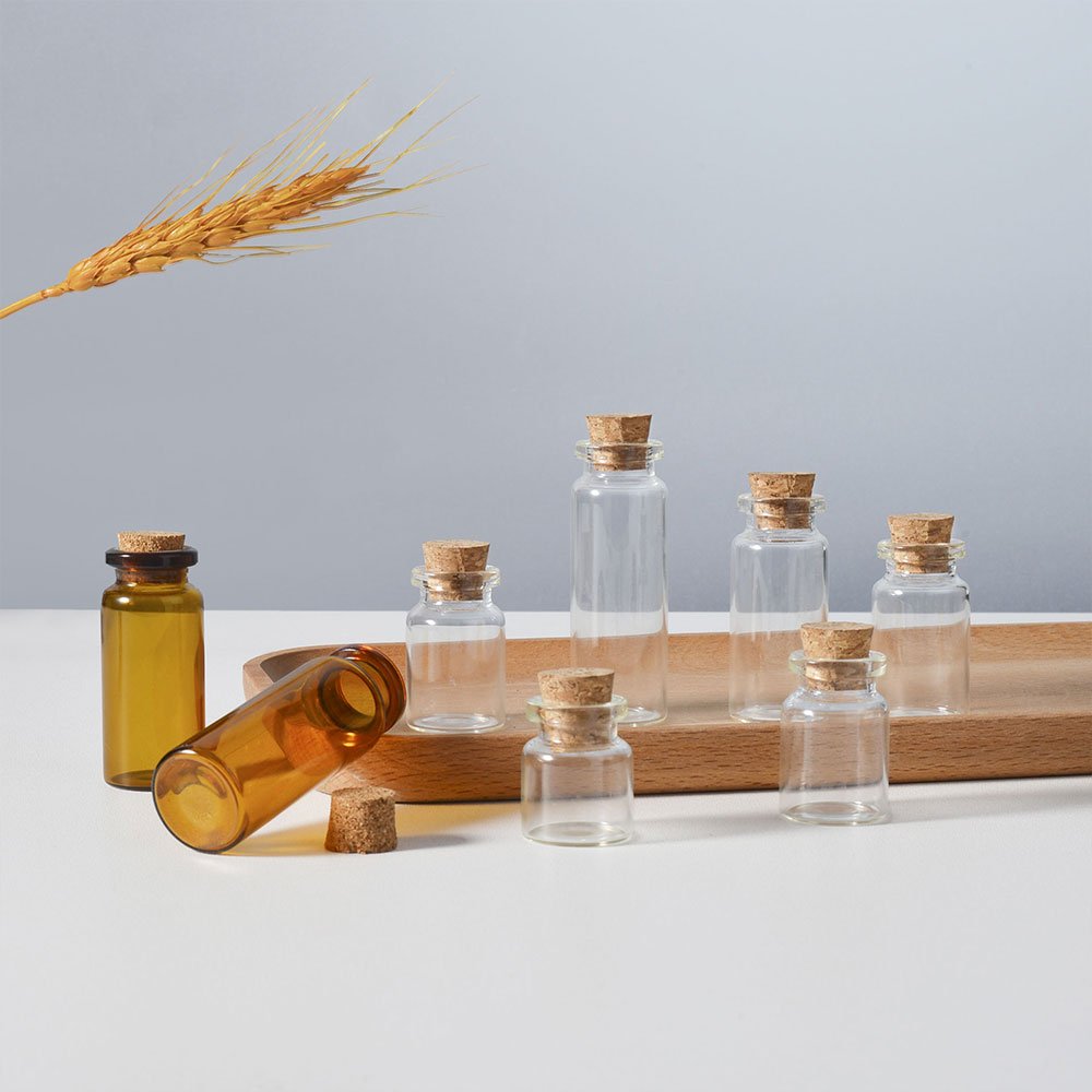 Hot Sale Mini Clear Amber Vials 5ml 8ml 10ml 15ml 30ml Glass Wishing Small Drift Bottle With Cork Cap