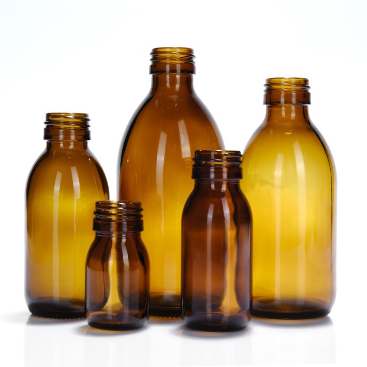 Hot sale 30ml 100ml 150ml 500ml Amber Syrup glass bottle with Lid
