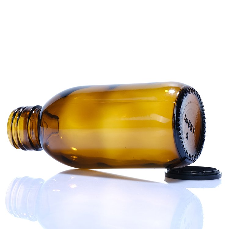 Hot sale 30ml 100ml 150ml 500ml Amber Syrup glass bottle with Lid