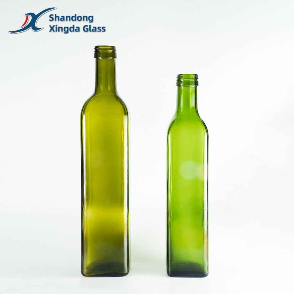 Small MOQ Quick Delivery Food Grade Dark Green Round Square 250ml 500ml 750ml Olive Oil Glass Bottles