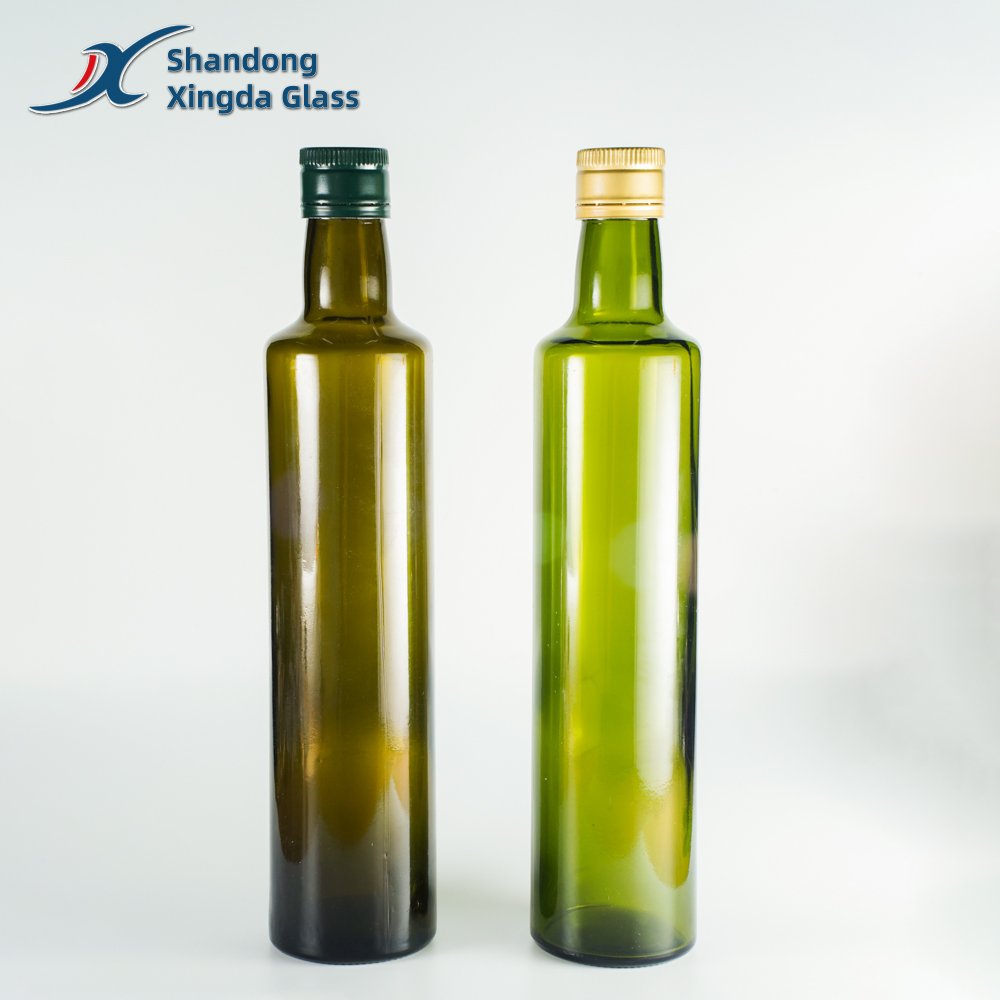 Small MOQ Quick Delivery Food Grade Dark Green Round Square 250ml 500ml 750ml Olive Oil Glass Bottles