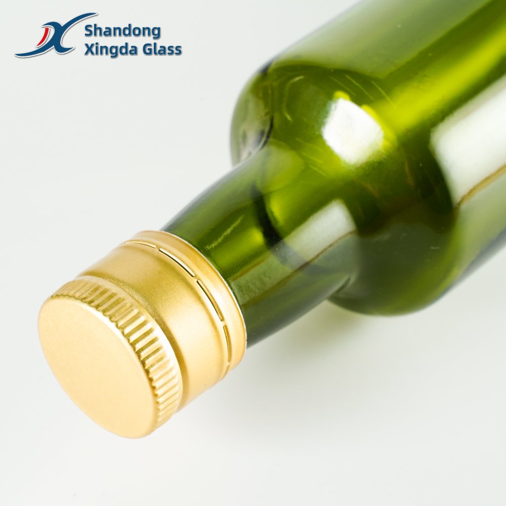 Small MOQ Quick Delivery Food Grade Dark Green Round Square 250ml 500ml 750ml Olive Oil Glass Bottles