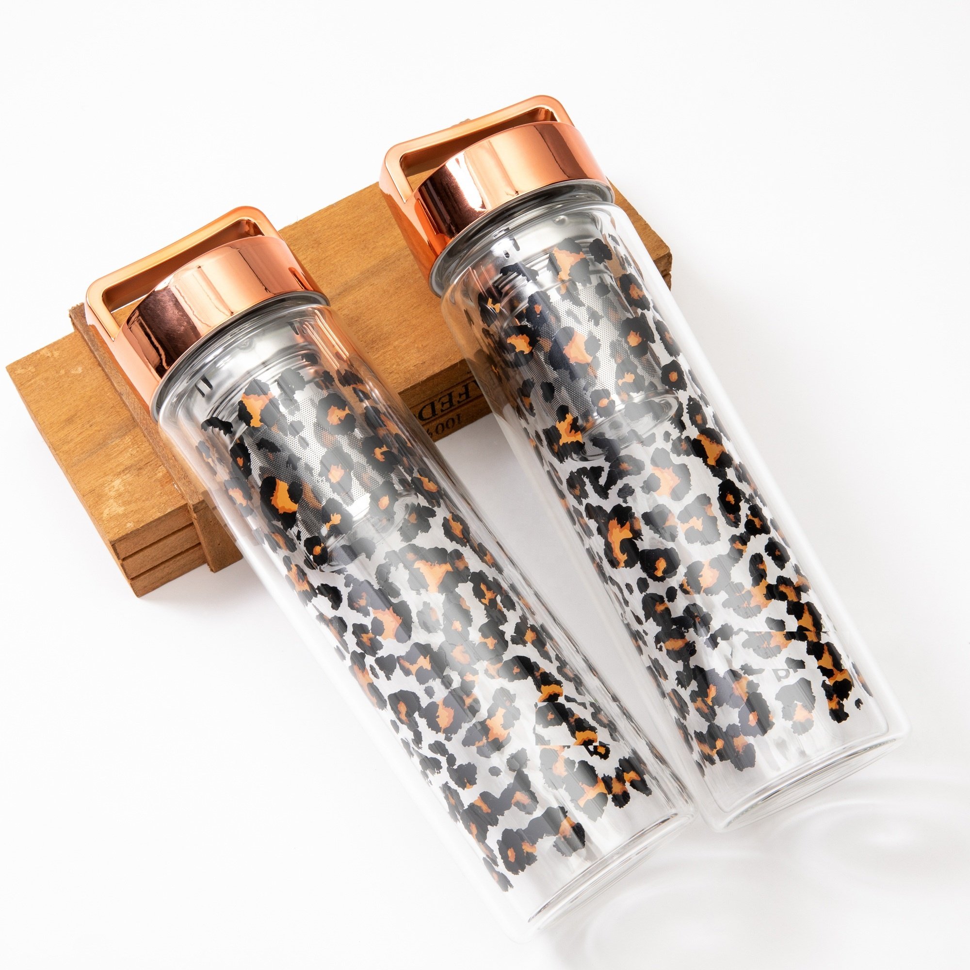 Hot Selling Double Wall Fruit Tea Infuser Glass Water Bottle Bamboo Lid Gym CLASSIC Drinking Cup