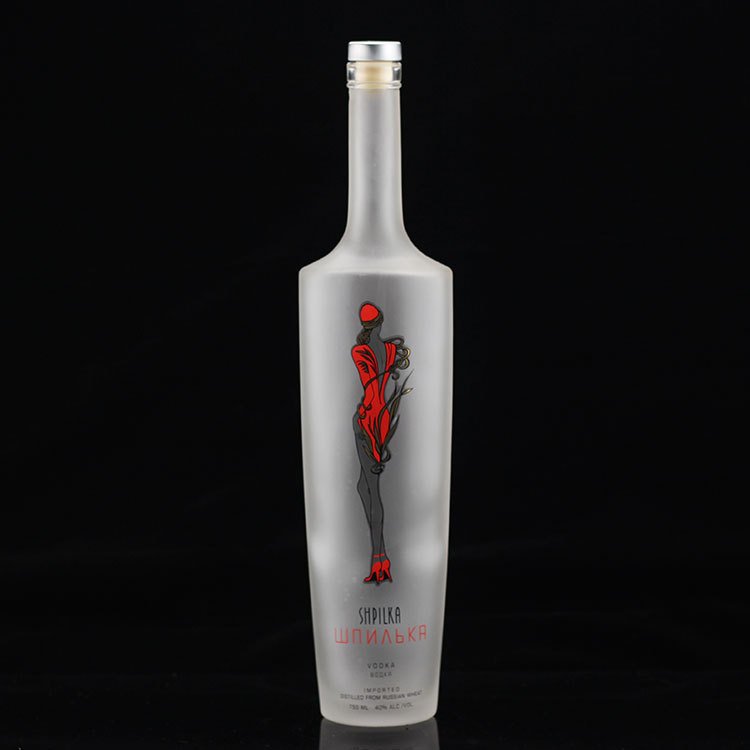 Wholesale fancy frost personalized vodka bottle 1000ml 750ml 500ml glass bottle for vodka