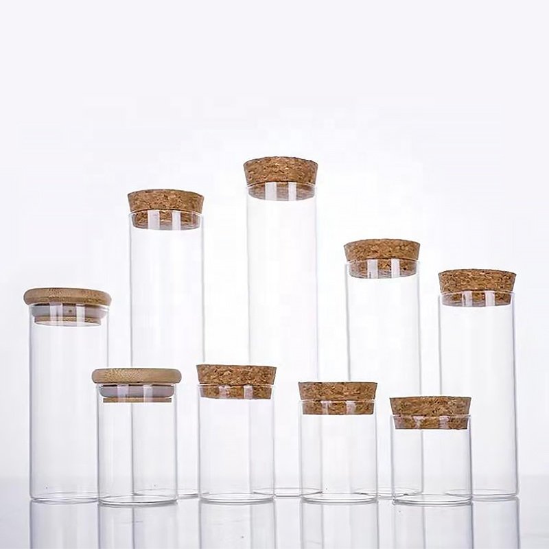 Diameter 47mm Straight Mouth Clear Empty Glass Vials Storage Container Test Tube Bottles Packaging With Cork Stopper