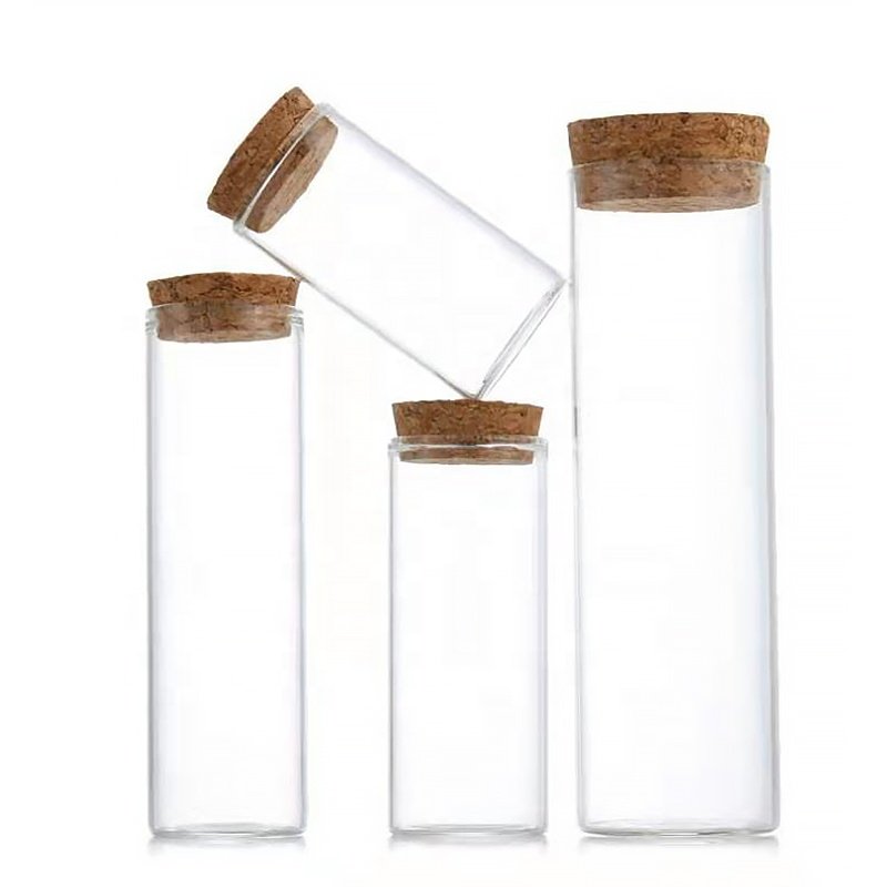 Diameter 47mm Straight Mouth Clear Empty Glass Vials Storage Container Test Tube Bottles Packaging With Cork Stopper