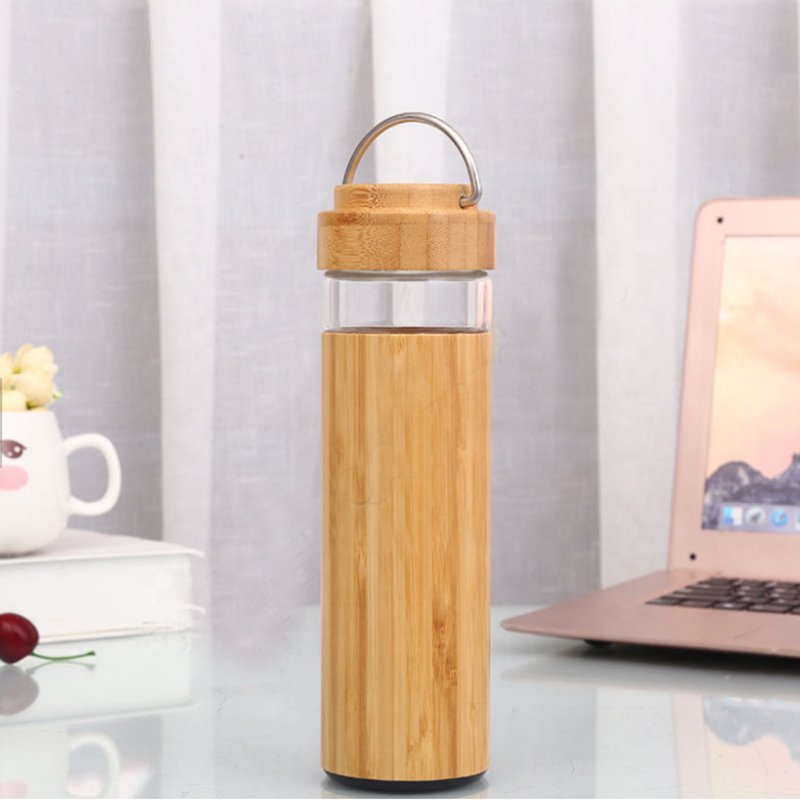 BPA-Free Drinking Insulated Borosilicate Glass Water Bottle With Bamboo Lids Bamboo Sleeve Glass Water Bottle