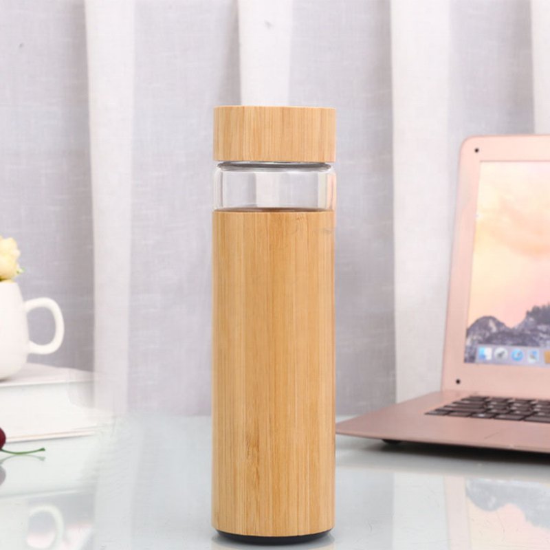 BPA-Free Drinking Insulated Borosilicate Glass Water Bottle With Bamboo Lids Bamboo Sleeve Glass Water Bottle