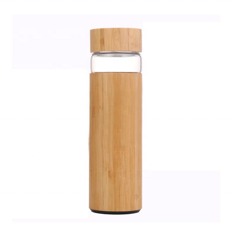 BPA-Free Drinking Insulated Borosilicate Glass Water Bottle With Bamboo Lids Bamboo Sleeve Glass Water Bottle