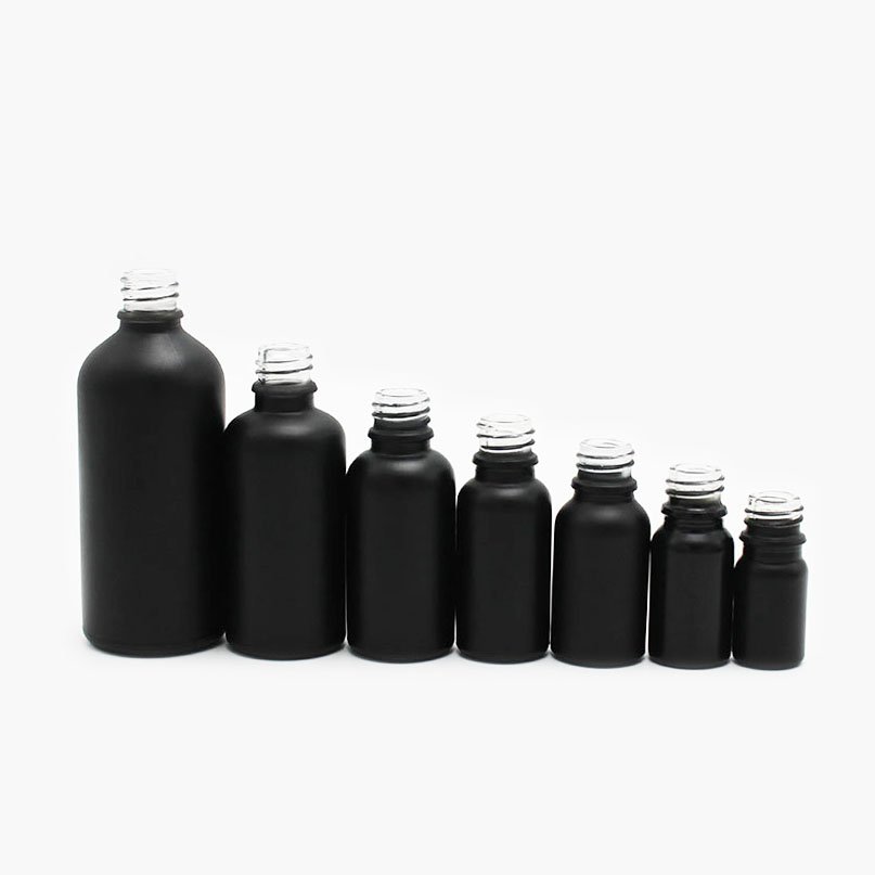 5ml 10ml 15ml 20ml 30ml 50ml 100ml black essential oil glass bottle,cover aluminum flower basket cap with glass dropper pipette