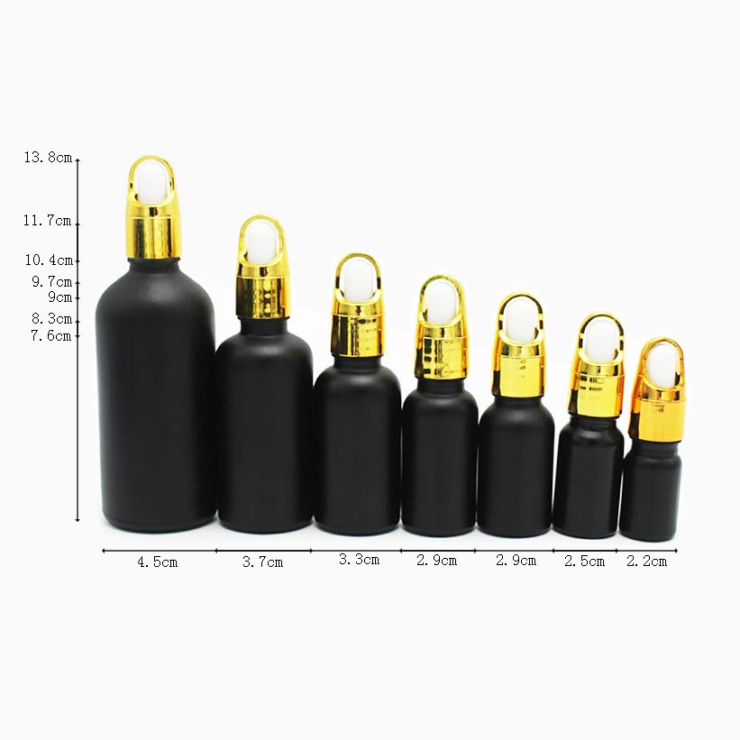 5ml 10ml 15ml 20ml 30ml 50ml 100ml black essential oil glass bottle,cover aluminum flower basket cap with glass dropper pipette