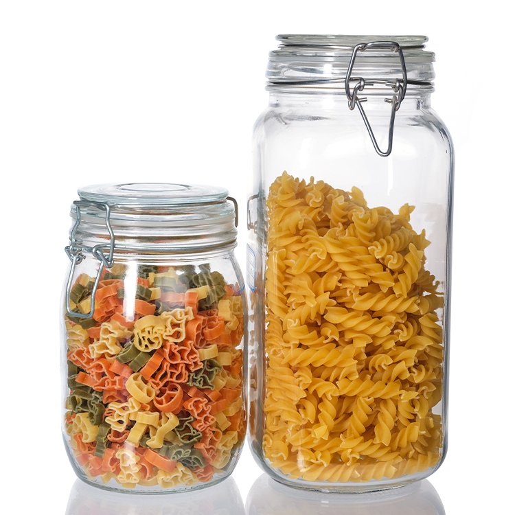 Wholesale Glass Jar With Metal Clip Glass Storage Jar Bottle With Flip Top Lid